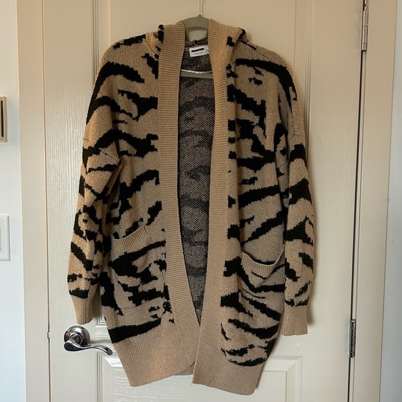 Noisy May tan zebra print hooded cardigan - Picture 1 of 4